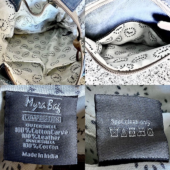 Myra Handbag Western Boho Cowhide Crossbody Leather & Canvas Cowgirl Zip Up Bag - Picture 13 of 16